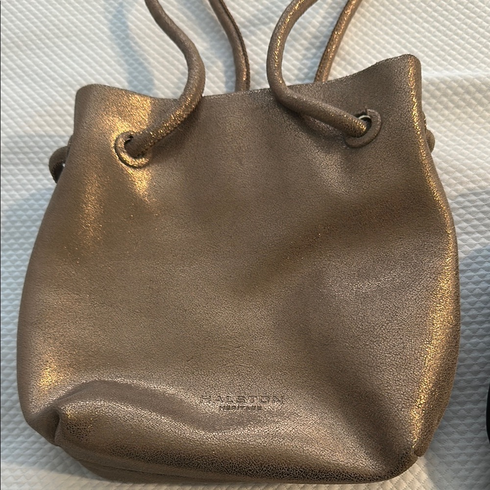 Halston Heritage Silver Shoulder Bag with Metallic Sheen
